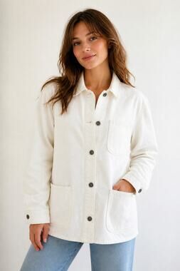 Old Navy Cream Button Down Shirt Jacket M